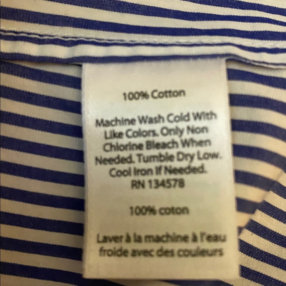 Vineyard Vines Navy and White Striped Sleeveless Blouse; size 16 - Picture 3 of 4